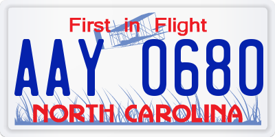 NC license plate AAY0680
