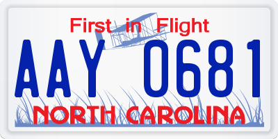 NC license plate AAY0681