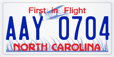 NC license plate AAY0704