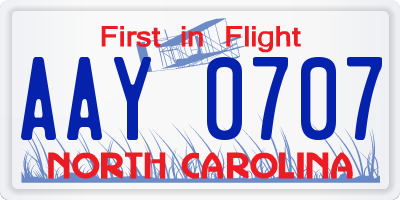 NC license plate AAY0707