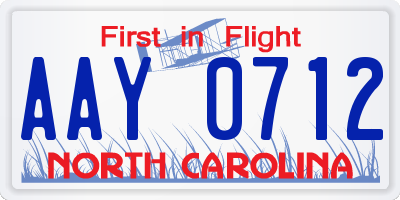 NC license plate AAY0712