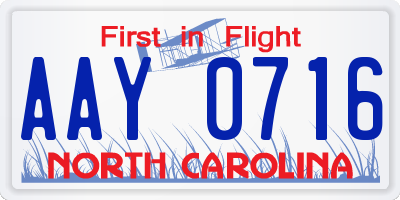 NC license plate AAY0716