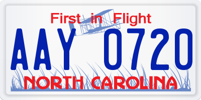 NC license plate AAY0720
