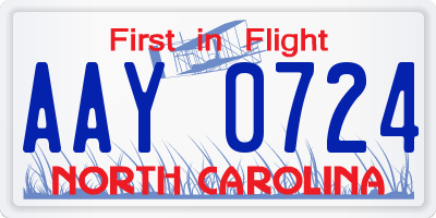 NC license plate AAY0724