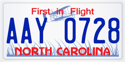 NC license plate AAY0728