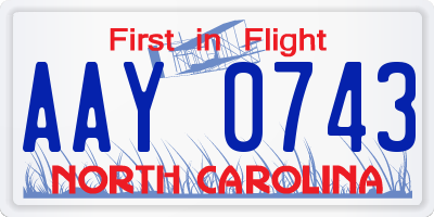 NC license plate AAY0743