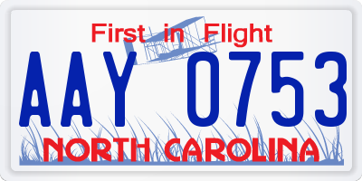 NC license plate AAY0753