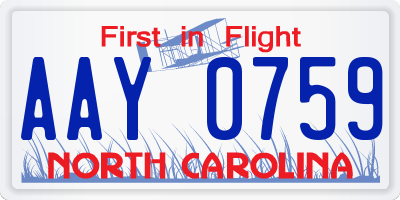 NC license plate AAY0759