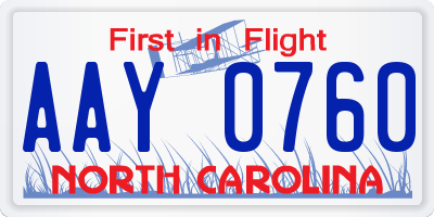 NC license plate AAY0760