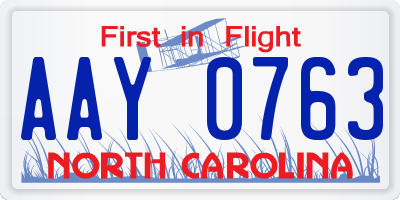 NC license plate AAY0763
