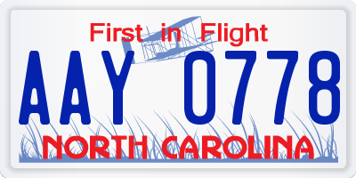 NC license plate AAY0778