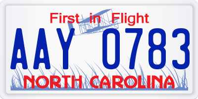NC license plate AAY0783