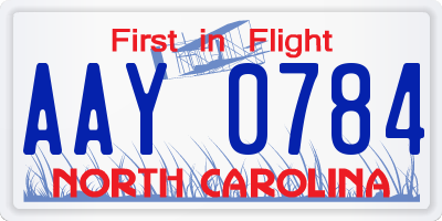 NC license plate AAY0784