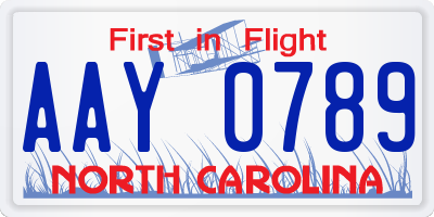 NC license plate AAY0789