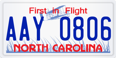 NC license plate AAY0806