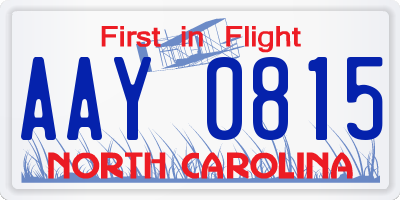 NC license plate AAY0815