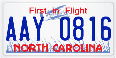 NC license plate AAY0816