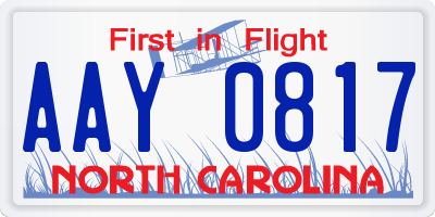 NC license plate AAY0817