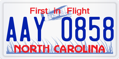 NC license plate AAY0858