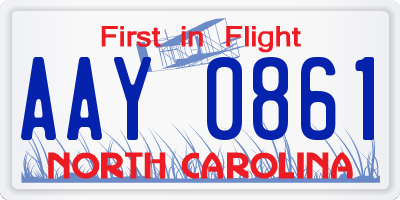 NC license plate AAY0861