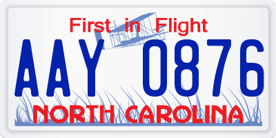 NC license plate AAY0876
