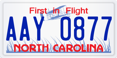 NC license plate AAY0877