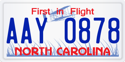 NC license plate AAY0878