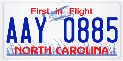 NC license plate AAY0885
