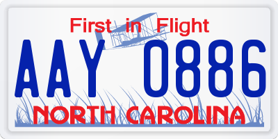 NC license plate AAY0886
