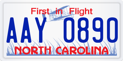 NC license plate AAY0890