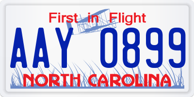 NC license plate AAY0899