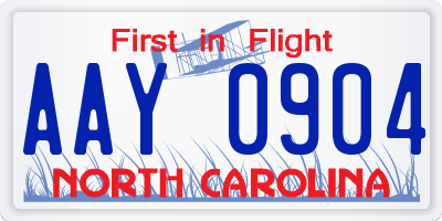 NC license plate AAY0904