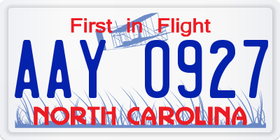 NC license plate AAY0927