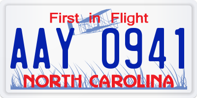 NC license plate AAY0941