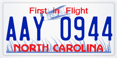 NC license plate AAY0944