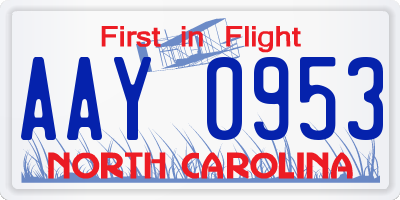 NC license plate AAY0953