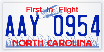 NC license plate AAY0954