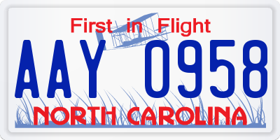 NC license plate AAY0958