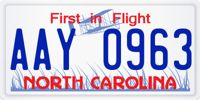 NC license plate AAY0963