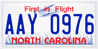 NC license plate AAY0976