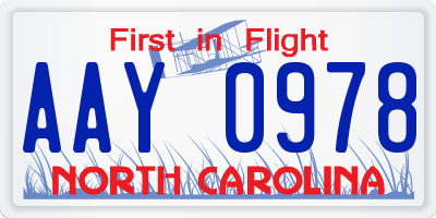 NC license plate AAY0978