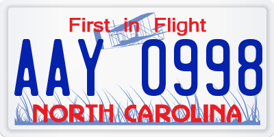 NC license plate AAY0998