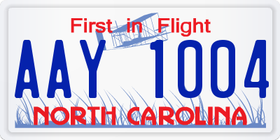 NC license plate AAY1004