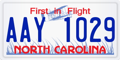 NC license plate AAY1029