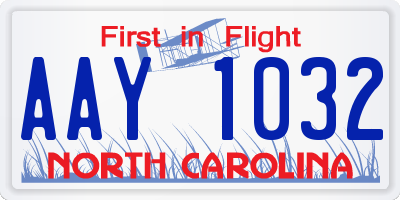 NC license plate AAY1032