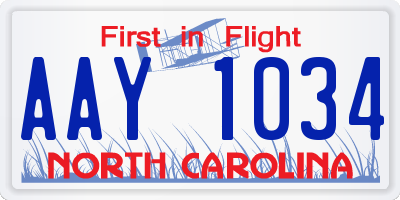 NC license plate AAY1034