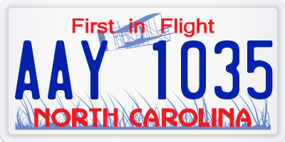 NC license plate AAY1035