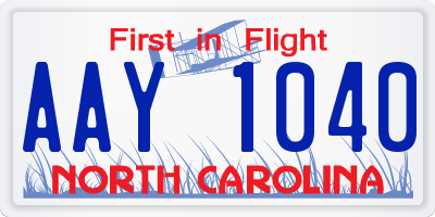 NC license plate AAY1040
