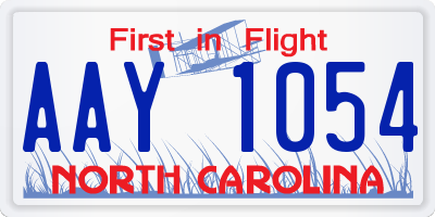 NC license plate AAY1054