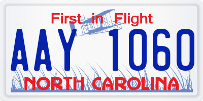 NC license plate AAY1060
